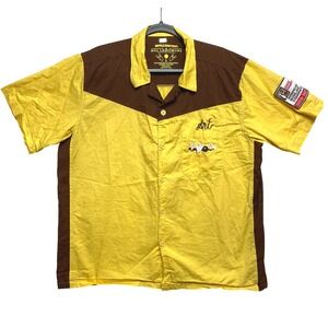 The Big Lebowski Art Bowling Shirt Mens Large Yellow Brown Ripple Junction